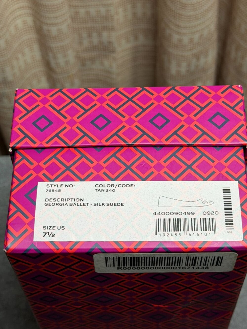 Tory Burch Georgia Ballet Flats NWT - Tan 240 Silk Suede, Size 7.5 - Picture 9 of 13